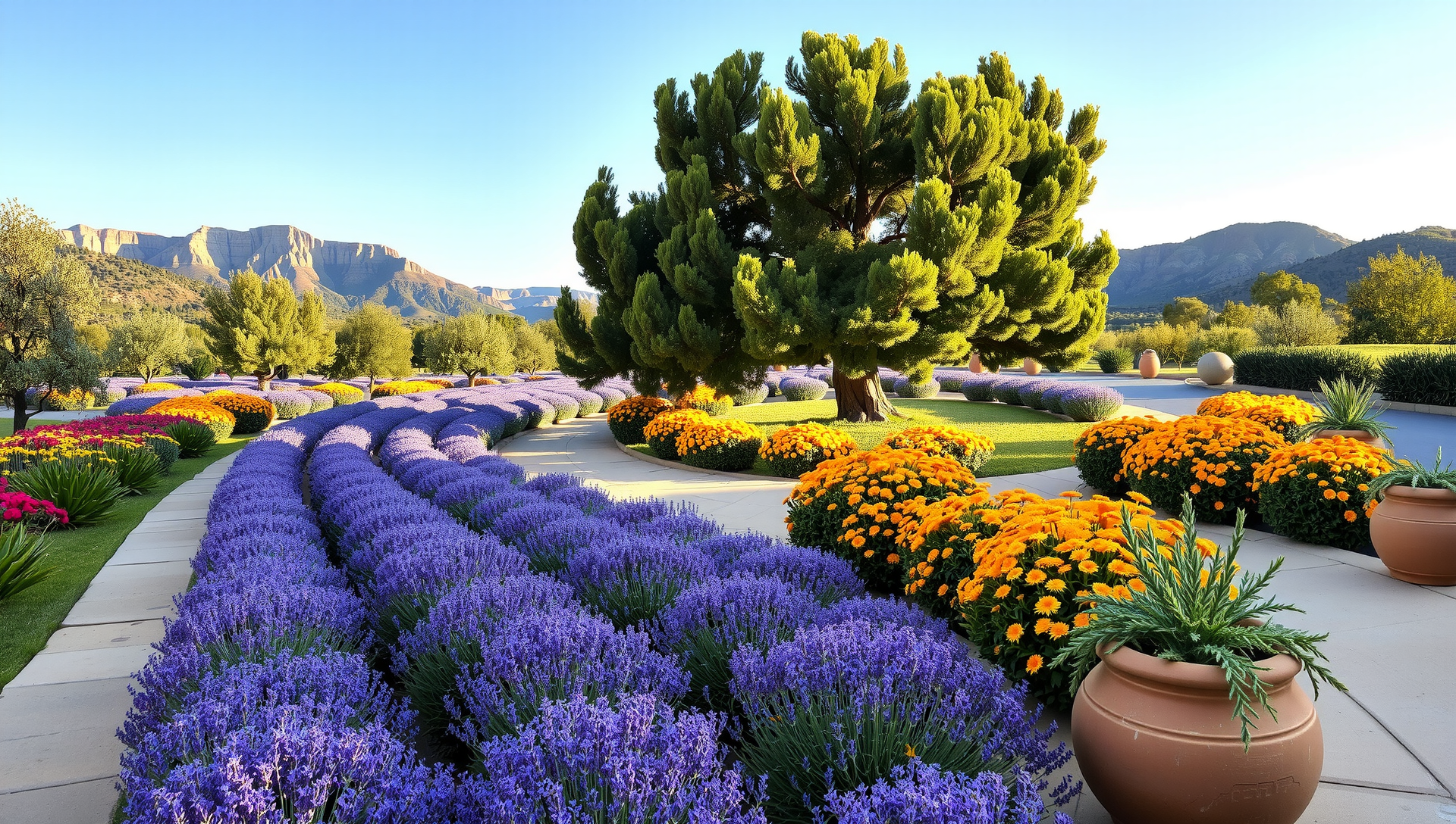 High-resolution Spanish garden vista